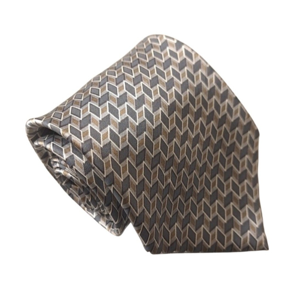 Vintage Zylos George Machado Men's Tie Gray 100% Silk Made In U.S.A Office Work